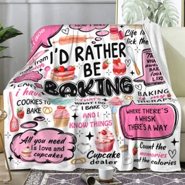 ZABAOBO Baker Blanket Baking Present for Cookie Lovers Girls, Bakers Stuff Cooking Throw Blankets, Funny Baking Gifts for Women Mom Sister Wife 100x130cm(40x50Inch)
