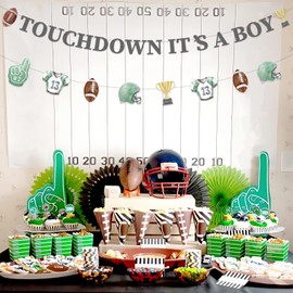 kreat4joy Football Baby Shower Decoration Boy, Touchdown Its a Boy Decoration Banner Football Theme Garland Pre-Strung for Sport Baby Shower Gender Reveal Supplies