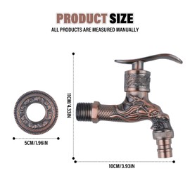 Faucet Garden Antique Brass Faucet: HOMURY Sink Faucets Zinc Alloy Copper Valve Brass Tap 1/2 Inch Embossed Design for Bathroom Home Outdoor Garden Red