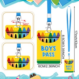 Sabary 6 Set Hall Passes Lanyards Set Unbreakable Wooden Bathroom Passes for Classrooms Hall, Restroom, Library, Office and Nurse School Teacher Supplies Gift (Colored Lanyard)