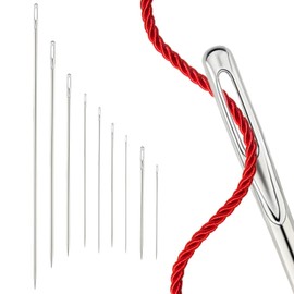 Professional Upholstery Needle, 9 Pcs Long Sewing Needles, Large Eye Hand Sewing Needles, Heavy Duty Hand Sewing Needles Long Straight Leather Sewing Needles for Upholstery, Leather, Carpet