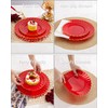 Ciaell 175 PCS Red Scalloped Plastic Plates with Gold Trim