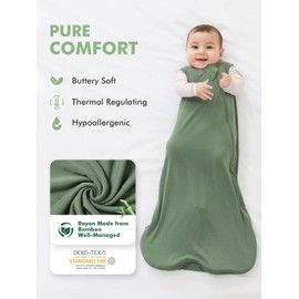 HAPIU Unisex Rayon Made from Bamboo Baby Sleep Sack TOG 0.5, 2-Way Zipper YKK, Wearable Blanket Toddler, 18-36 Months,Dark Forest Green