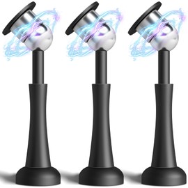 3PCS Strong Magnetic Door Stop, Aluminum Door Stoppers for Wall, Spring Shock Absorbent Technology Door Holder to Keep Door Open, Matte Black Door Stopper, Rust-Proof