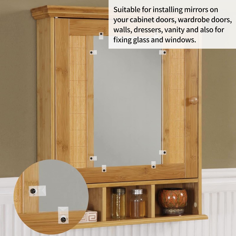 Qjaiune 20 Pack Mirror Holder Clips for Walls, Clear Retainer