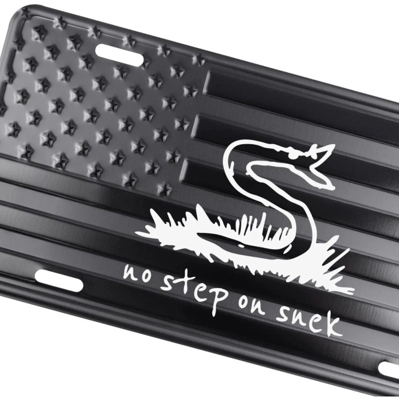 BLVD No Step On Snek American Flag License Plate Tag