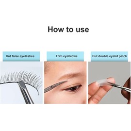 Tijeras para Cejas de Punta Fina, Tijeras de Belleza de Boca Curva de Acero Inoxidable para Pestañas Postizas, Ligeras y Portátiles