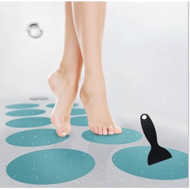 cocofy Large Non-Slip Stickers for Bath and Shower Diameter 15 cm XXL Pads, Blue, Round, Non-Slip Stickers as Non-Slip Mat in the Shower Also for Children, Pack of 10