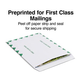 Staples First Class EasyClose Catalog Envelopes 9 x 12-Inch, White/Green 100/BX