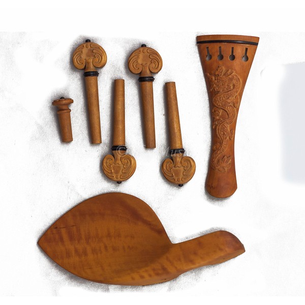 BOXWOOD Violin Parts Set 4/4 Size Dragon Style Tailpiece Endpin