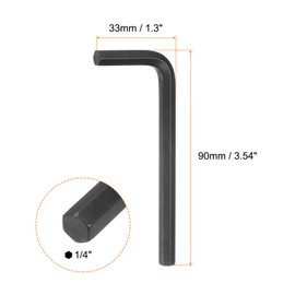 sourcing map 5pcs Hex Key Wrench 1/4" L-Shape Hexagon SAE Wrenches Chrome Vanadium Steel Repairing Tool for Home Repair, Black