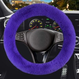 Silence Shopping Fluffy Car Steering Wheel Cover,Steering Wheel Cover for Women Soft Plush Steering Wheel Cover Fashion Car Interior Decor Accessories Suitable for 15 Inch (Purple)