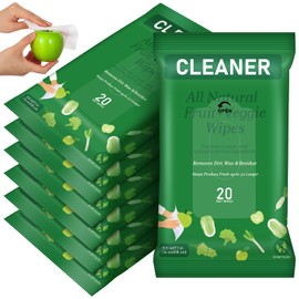 Swiffen 7 Pack Fruit Veggie Wipes Total 140 Count Fruit & Vegetable Wash Removes for Removing Pesticides Wax Dirt Portable Safe Vegetable Cleaning Wipes for Home Travel Use
