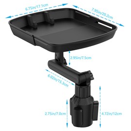 Lam-lord Cup Holder Tray Table, Car Drink Holders Tray, 360º Rotation Adjustable Stretchable Non-Slip Car Tray for Eating, Portable Car Interior Organizer Accessories(black)