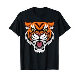 Tiger Face Angry Animal Cartoon Character T-Shirt