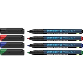 Schneider 224 Permanent M 1 mm Cap-Off-Ink 6 Box Black Red Blue Green Orange Violet