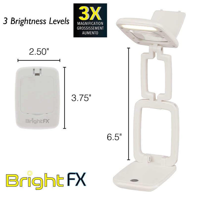 Beadsmith Bright FX COB LEDライトと拡大鏡 3倍拡大 3段階輝度 折りたたみ プッシュボタン式 電池式ランプ