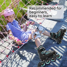 ECOO Inline Skates for Girls and Boys Ages 5-8 8-12 Light up Wheels, Adjustable Size Roller Skates Blades Kids Adult Women Outdoor