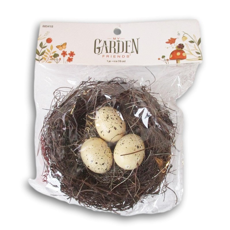 Easter Crafts Brown Natural Bird's Nest with White Eggs