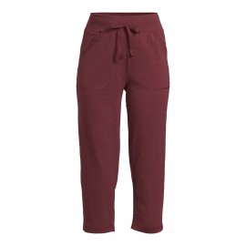 Athletic Works Women's Deep Red Chianti Core Knit Capri Pants Size M 8-10 NEW