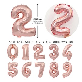 BTZO Number Balloons, Birthday, Number, Happy Birthday, Approx. 13.8 inches (35 cm), Small Size, Decoration, Anniversary, Party, Surprise, Anniversary, 0-9, 2024, New Year, Rose Gold