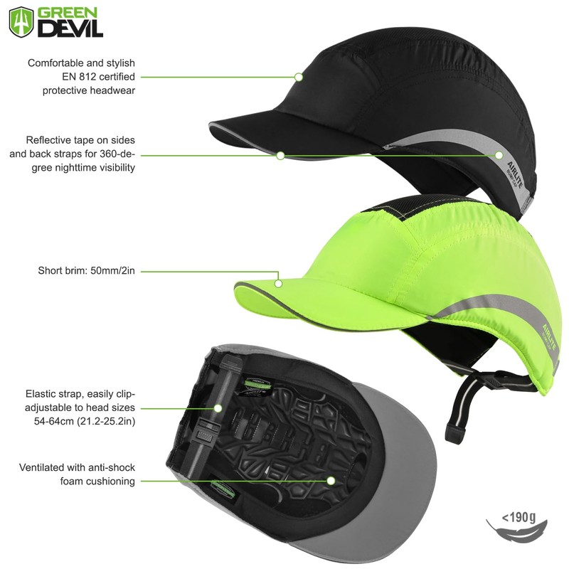 GREEN DEVIL Safety Bump Cap Super Lightweight Breathable Baseball Cap
