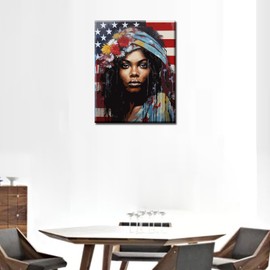 Tucocoo America African Women Paint by Number for Adults, DIY Digital Oil Painting Kits on Canvas with Brushes and Acrylic Pigment, Pop Art Black Girl Artwork for Home Decor 16x20 inch (Frameless)