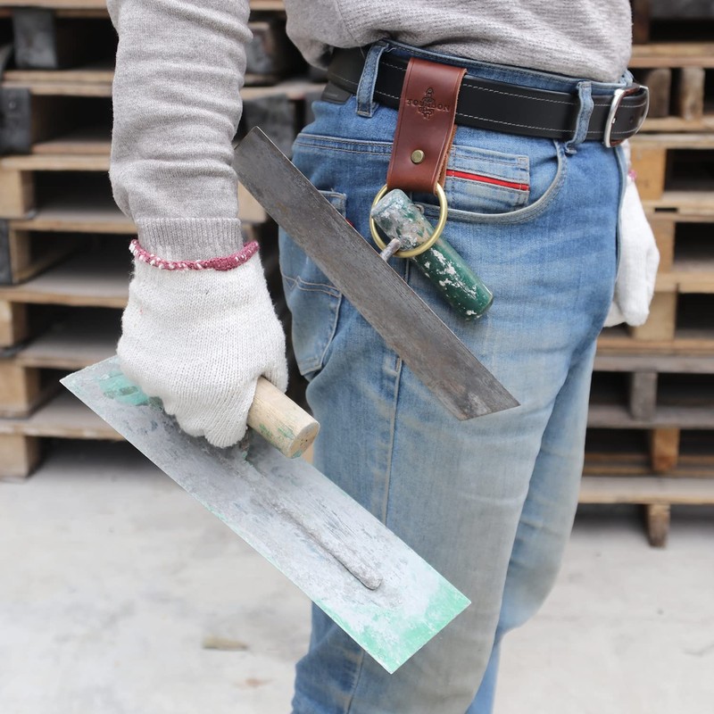 TOURBON Brown Leather Hammer Axe Holder Belt Loop Key Chain