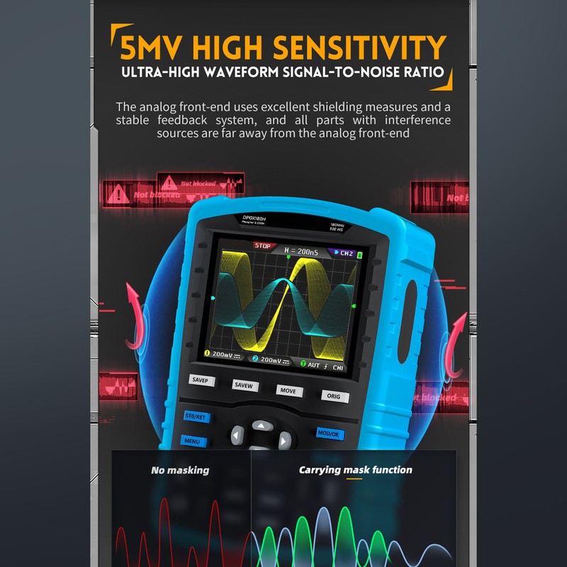 Fluorescent Digital Oscilloscope 2.8in Display 3000mAh Dual Channel Signal Generator