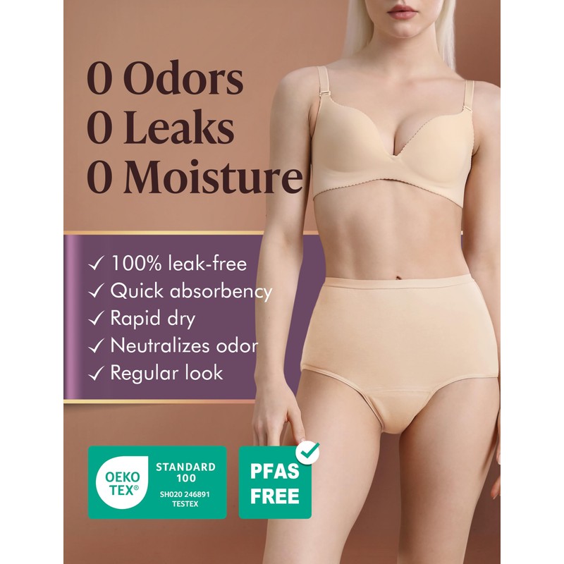 AIRCUTE Washable Absorbency Urinary Incontinence Underwear for Women High Waist