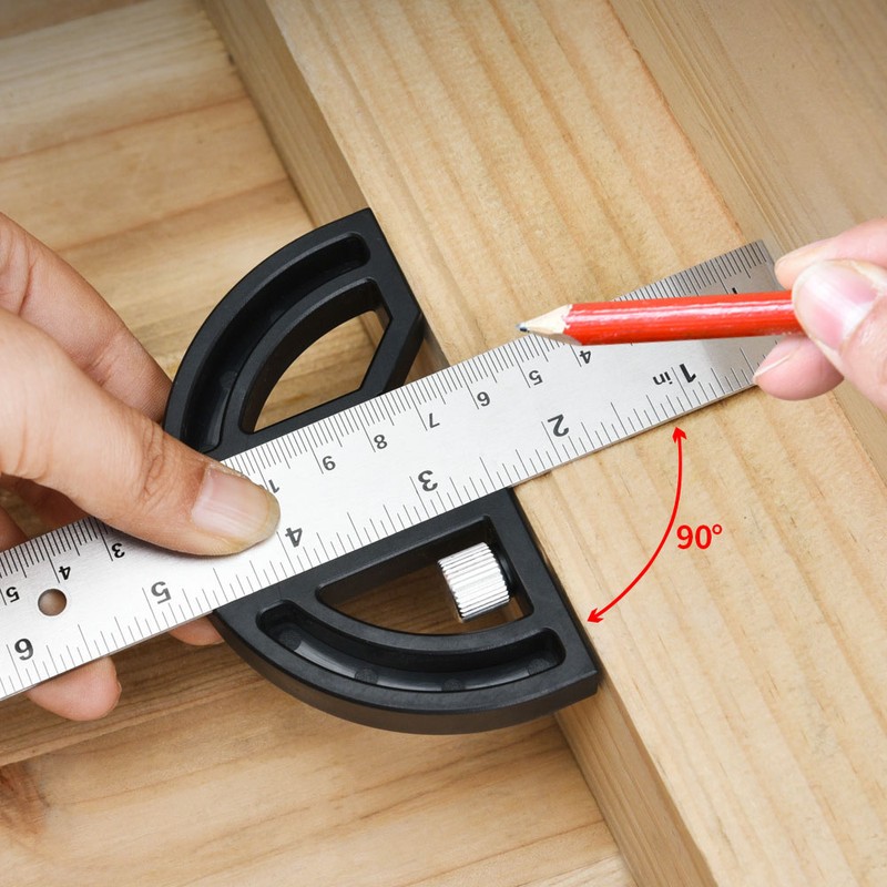 2in1 Multifunctional Magnetic Straight and Angle Measuring Ruler Woodworking Scribe