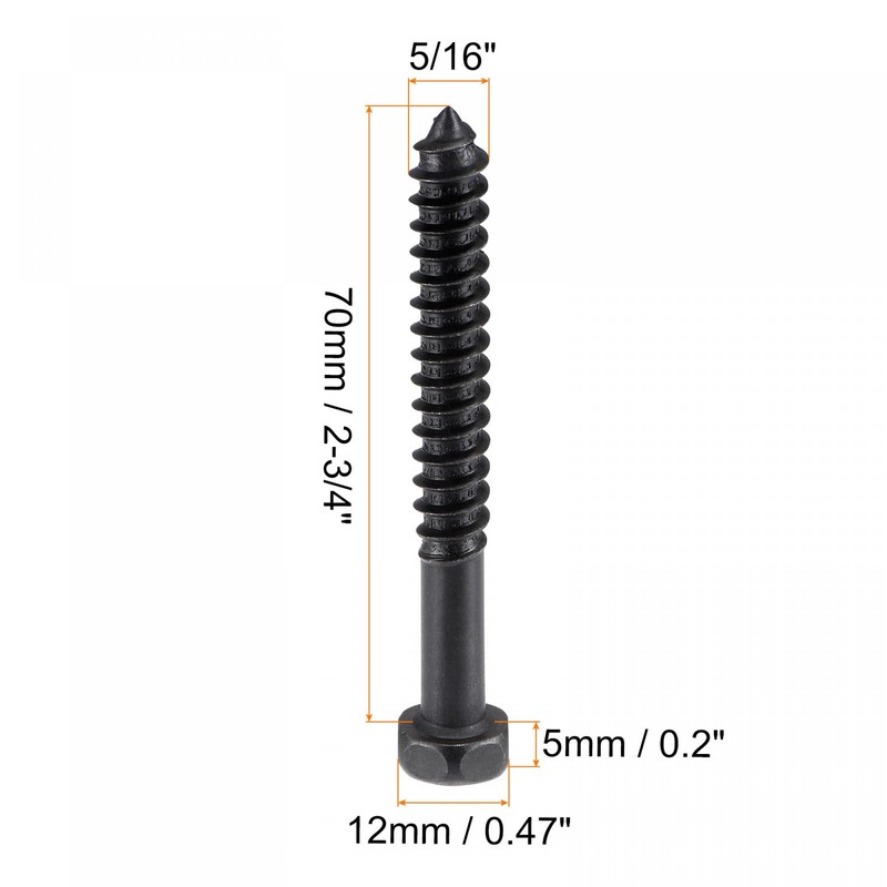 sourcing map Hex Lag Screws 5/16" x 2-3/4" Carbon Steel