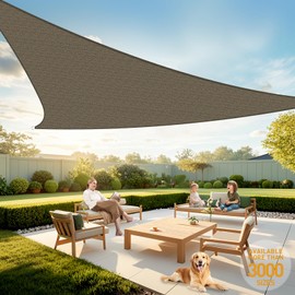 Artpuch Sun Shade Sail, 12'x12'x12' Mocha Triangle, Curved Edged Commercial Grade 185GSM Permeable Outdoor Shade Cloth for Deck, Backyard, Patio (Custom Sizes Made)