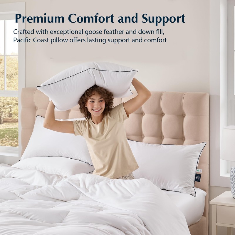 Pacific Coast Pillows Queen Size Set of 2, Goose Feather