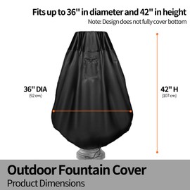 Lyreh Outdoor Fountain Cover, 36x42 Inch Waterproof Oxford Cloth Garden Statue Protective Cover with Drawstring Fountain Protector for Winter Outdoor Patio Garden (Black)