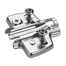 Hettich Direct Cross Mounting Plate with Direct Height Adjustment, Nickel-Plated, Hole Row 37 x 32 mm, with Pilot Pins and Special Screws (for Bore Diameter 5 x 7.5 mm), Distance 5.0 mm Item _ 9075068