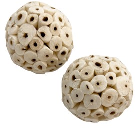 Mandarin Bird Toys by M&M 5100 Small Sola Bird Balls Pk2 - Handmade Natural Sola Wood Balls, Foraging Fun, Lightweight, Effortless to Chew and Shred, Superb Bird Foot Toys for Small to Med Size Birds
