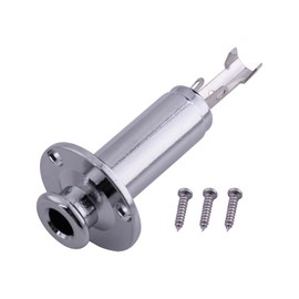 DIAO79NI 1 Pack 6.35mm (1/4") Acoustic Electric Guitar Bass Mono Endpin Output Jack Strap Button Jack Socket - Non-Threaded (Chrome）