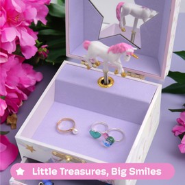 Jewelkeeper Enchanting Unicorn Musical Jewelry Box for Girls - Sparkling Rainbow Design Music Box with 2 Pullout Drawers to Store Earrings, Necklace and Bracelets - Plays The Beautiful Dreamer Tune