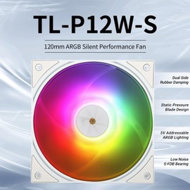 Thermalright TL-P12W-S CPU Case Fan,White ARGB Computer Fan PWM PC Fan, 12cm Specifications Silent Cooler Fan, 1500RPM Speed, PC CPU Cooling Fan