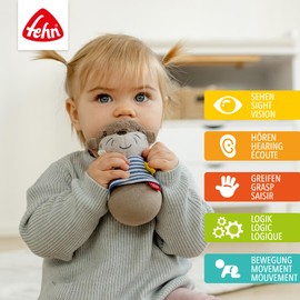 Fehn Mini Standing Otter - Funny Motor Skills Toy for Gripping, Buttoning, Feeling and Poking - For Babies and Toddlers from 0+ Months