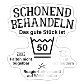 Spreadshirt Gentle Treat Fifty Gift 50th Birthday Saying Sticker, 10 x 10 cm, Glossy White