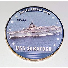 Navy USS Saratoga CV-60 Colorized Challenge Art Coin