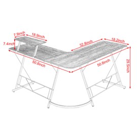 Mr IRONSTONE L Shaped Desk, Computer Corner Desk, Home Gaming Desk, Office Writing Workstation with Large Monitor Stand, Space-Saving, Easy to Assemble, (Vintage)