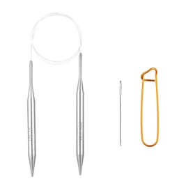 Circular Knitting Needles 40inch (100cm) Stainless Steel Knitting Needles Size US 15 (10mm) with 1 Sturdy Stitch Holder