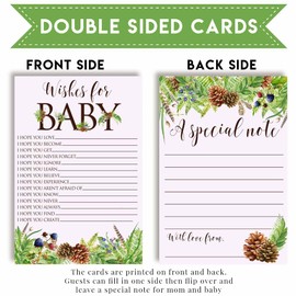 Watercolor Woodland Pinecones and Berries Baby Wishes Cards 20, 4"x6" - Great Keepsake and Fun Activity for Baby Showers - Wishes for Baby Keepsakes Last Generations - Fill-In, Double-Sided Cards
