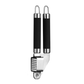 Premier Housewares Garlic Press with Black Handle, Stainless Steel