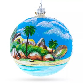 BESTPYSANKY Seychelles on Indian Ocean Glass Ball Christmas Ornament 4 Inches