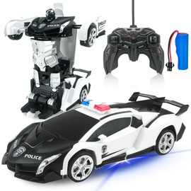 Tcvents Radio Controlled Car, Transformation Robot, Car Toy, Stunt Car, Robot, Equipped with LED, 360 Degree Rotation, Remote Control, RC Car, Model Car, For Kids, Children's Toys, Birthday,