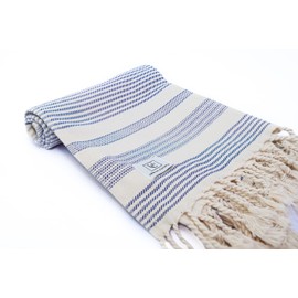 URBAN CHOICE Turkish Hand Towels with Hanging Loop (18" x 38"), Set of 4, Prewashed, Multipurpose Boho Hand Towels for Bathroom, Hand, Kitchen, Face, Yoga, Gym, Tea (Blue)